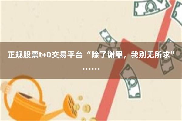 正规股票t+0交易平台 “除了谢罪，我别无所求”……