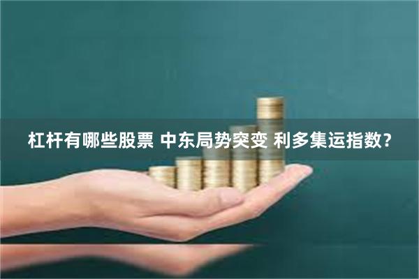 杠杆有哪些股票 中东局势突变 利多集运指数？