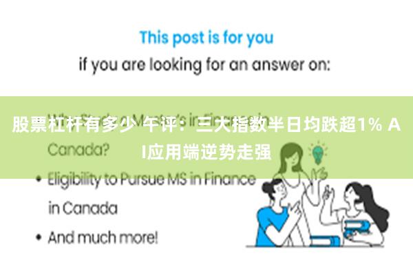 股票杠杆有多少 午评：三大指数半日均跌超1% AI应用端逆势走强