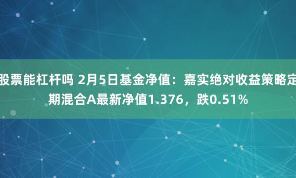 股票能杠杆吗 2月5日基金净值：嘉实绝对收益策略定期混合A最新净值1.376，跌0.51%